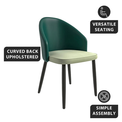 Paradiso Dining Chairs Leather Seat and Curved Back with Oak Wood Legs Set of 2 - Elax Furniture