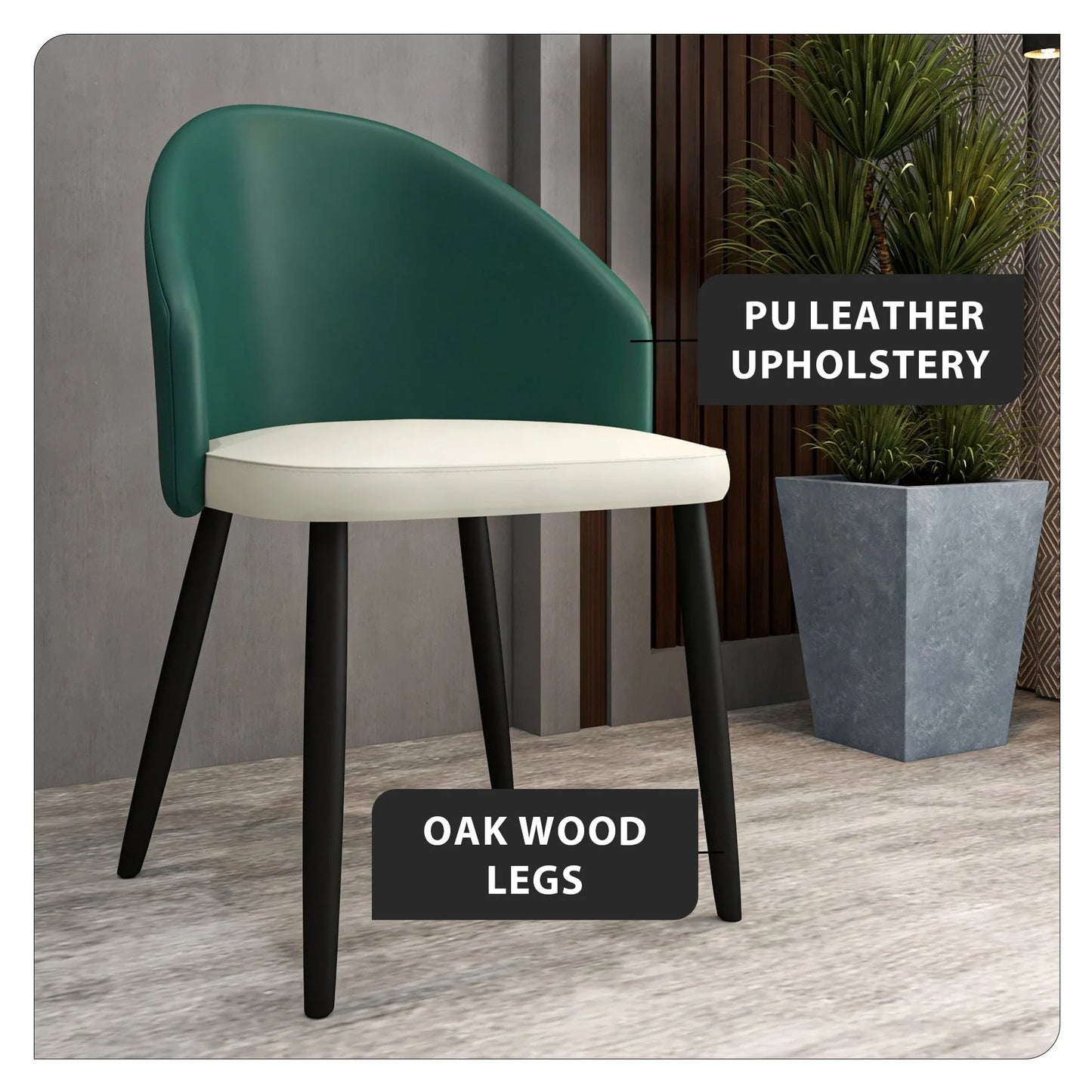 Paradiso Dining Chairs Leather Seat and Curved Back with Oak Wood Legs Set of 4 - Elax Furniture
