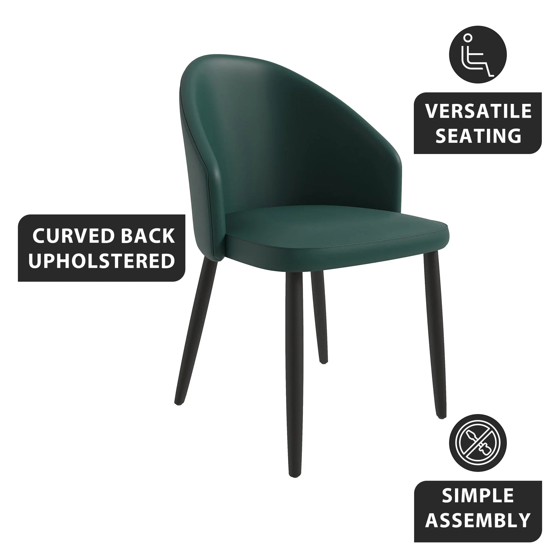 Paradiso Dining Chairs Leather Seat and Curved Back with Oak Wood Legs Set of 4 - Elax Furniture