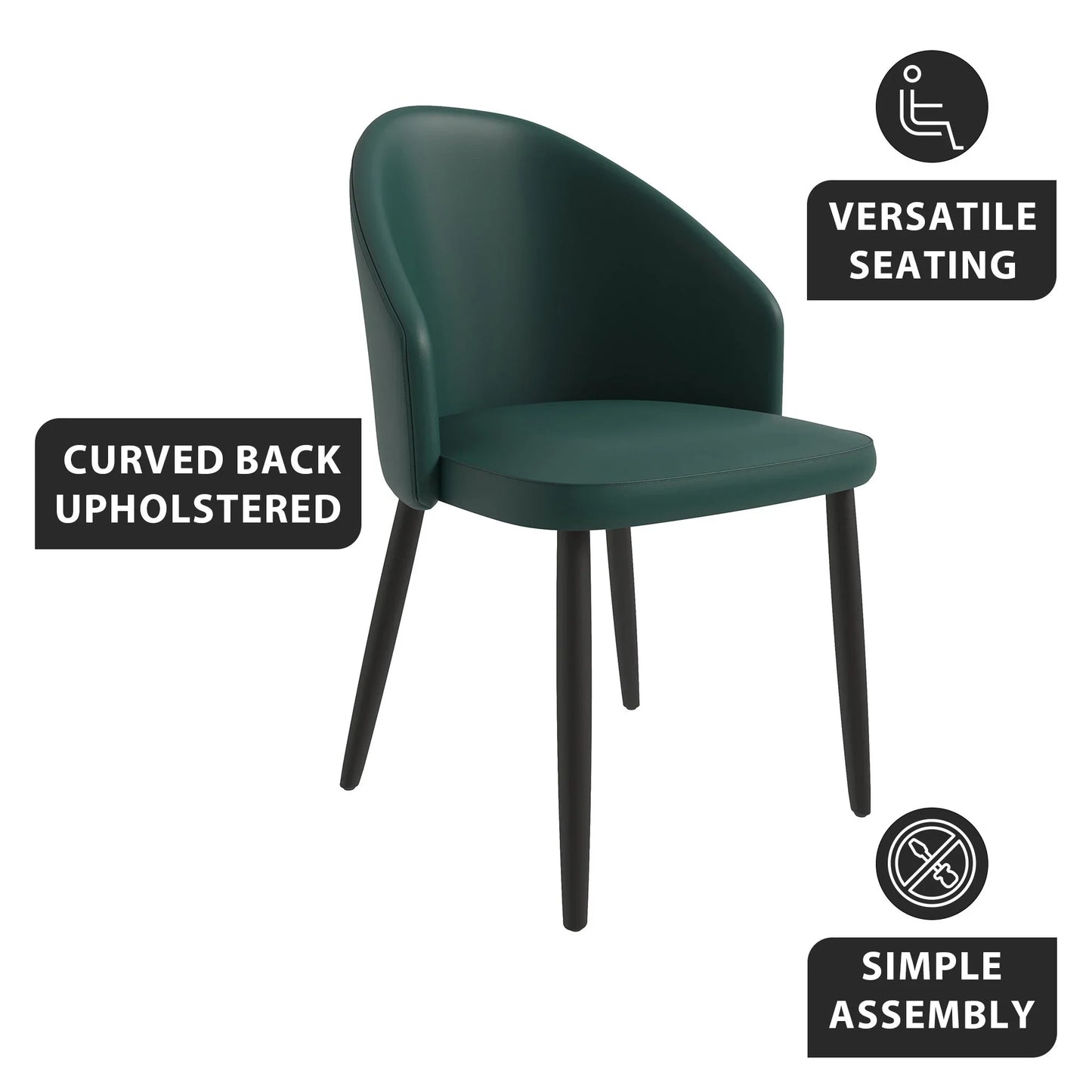 Paradiso Dining Chairs Leather Seat and Curved Back with Oak Wood Legs Set of 2 - Elax Furniture