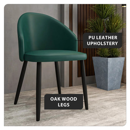 Paradiso Dining Chairs Leather Seat and Curved Back with Oak Wood Legs Set of 2 - Elax Furniture