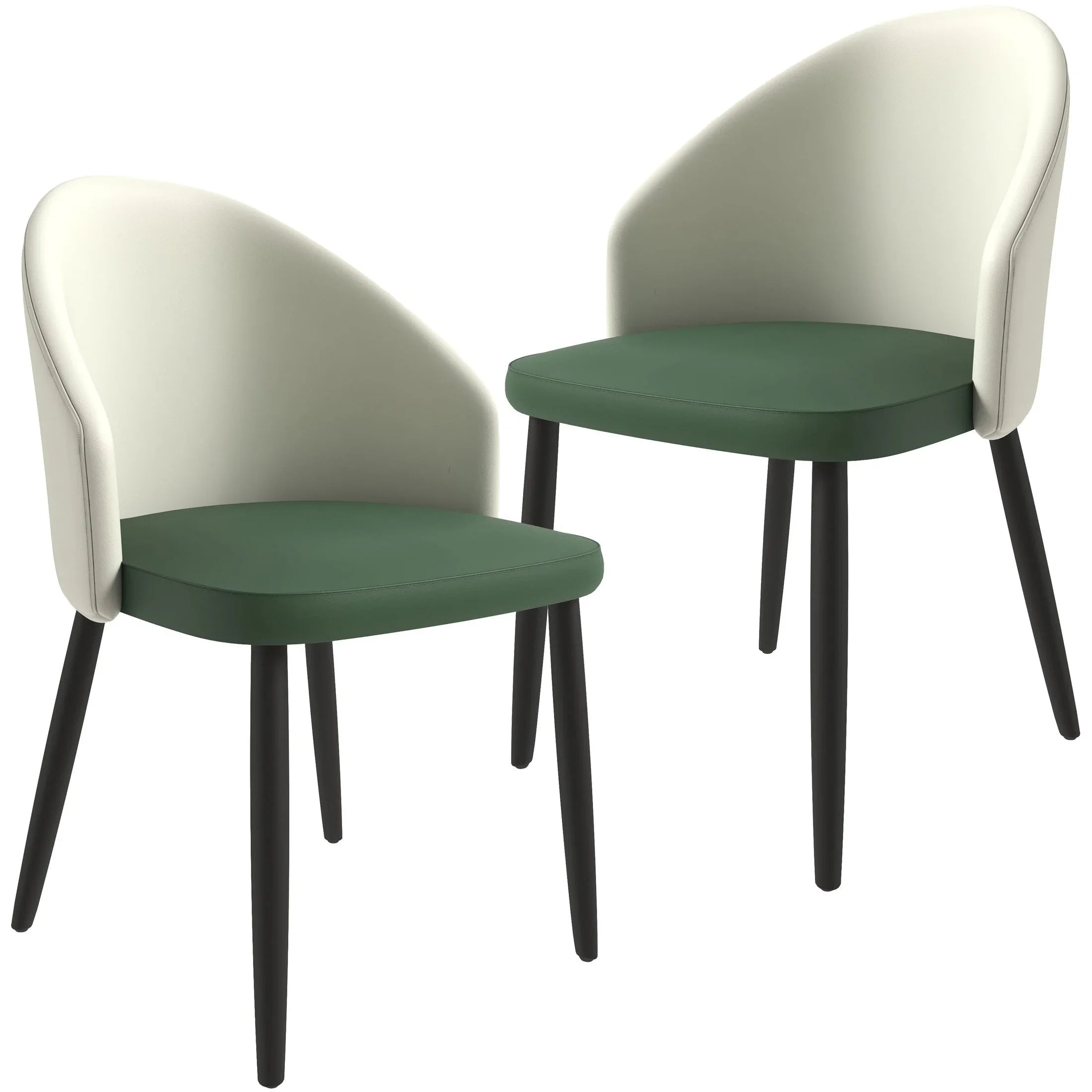 Paradiso Dining Chairs Leather Seat and Curved Back with Oak Wood Legs Set of 2 - Elax Furniture