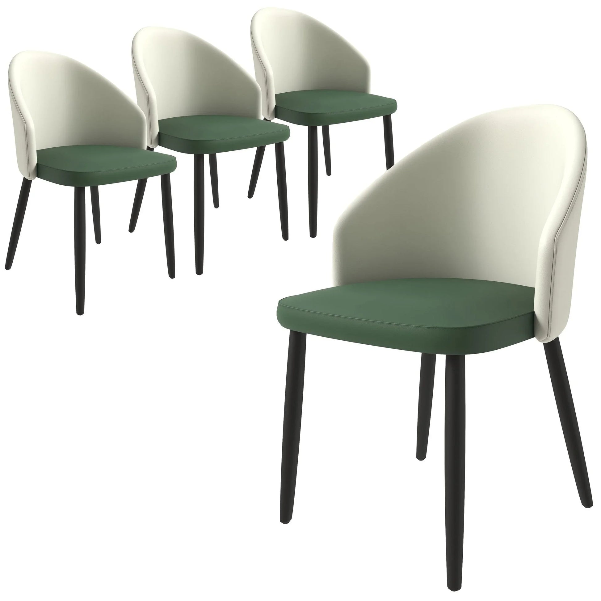 Paradiso Dining Chairs Leather Seat and Curved Back with Oak Wood Legs Set of 4 - Elax Furniture