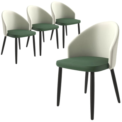 Paradiso Dining Chairs Leather Seat and Curved Back with Oak Wood Legs Set of 4 - Elax Furniture