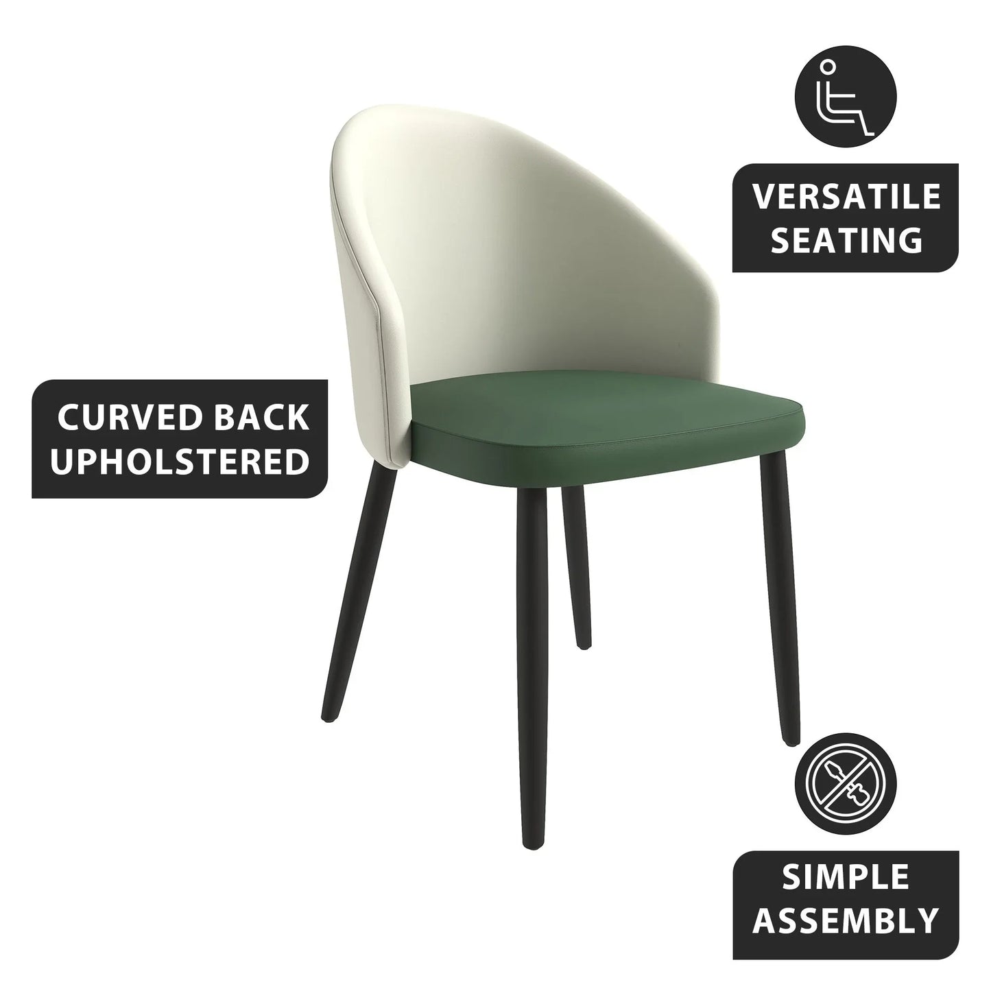 Paradiso Dining Chairs Leather Seat and Curved Back with Oak Wood Legs Set of 4 - Elax Furniture