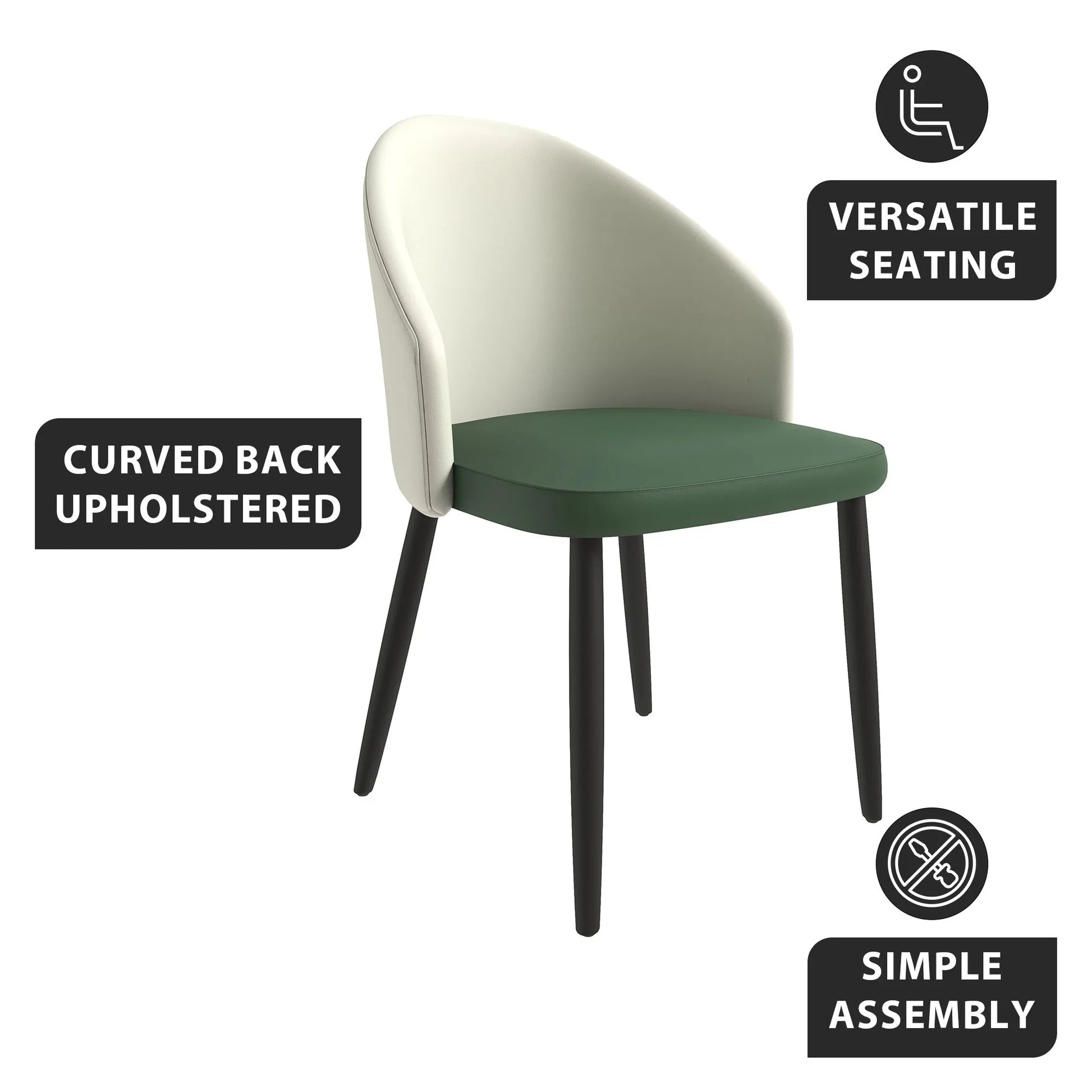 Paradiso Dining Chairs Leather Seat and Curved Back with Oak Wood Legs Set of 2 - Elax Furniture