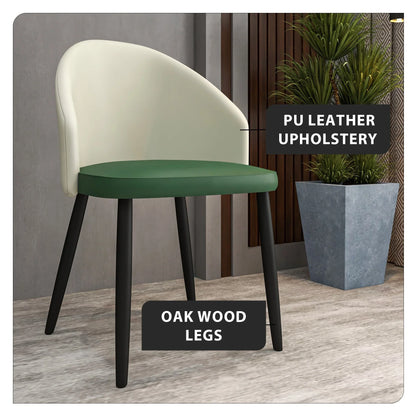 Paradiso Dining Chairs Leather Seat and Curved Back with Oak Wood Legs Set of 4 - Elax Furniture