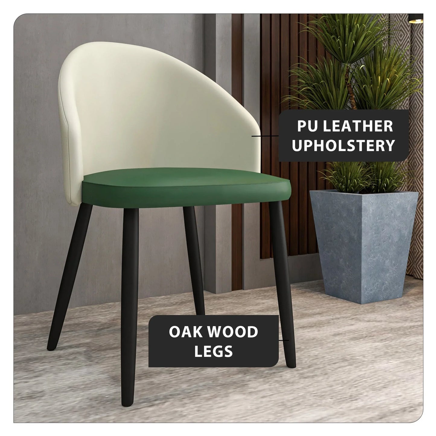Paradiso Dining Chairs Leather Seat and Curved Back with Oak Wood Legs Set of 2 - Elax Furniture