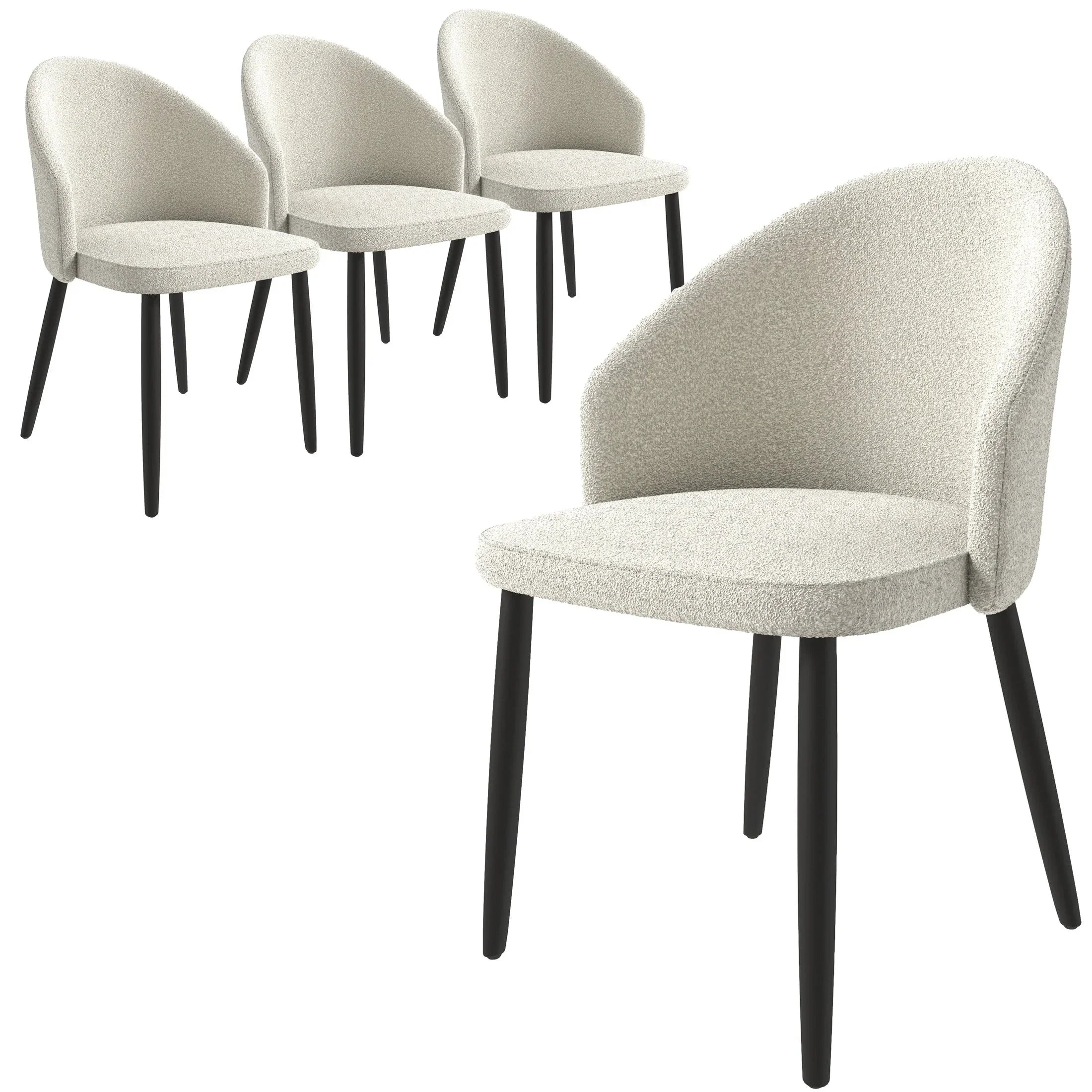 Paradiso Dining Chairs Leather Seat and Curved Back with Oak Wood Legs Set of 4 - Elax Furniture