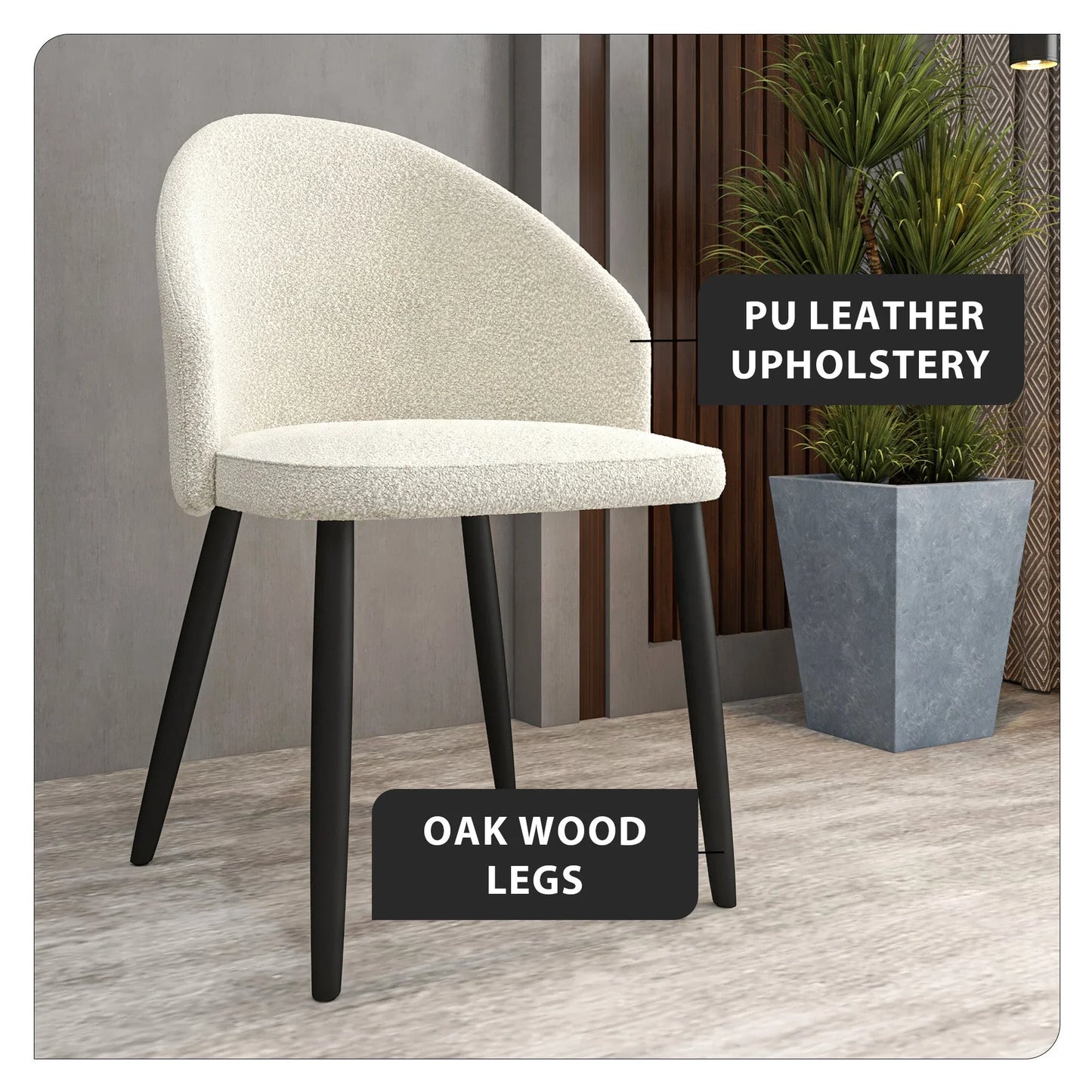 Paradiso Dining Chairs Leather Seat and Curved Back with Oak Wood Legs Set of 2 - Elax Furniture