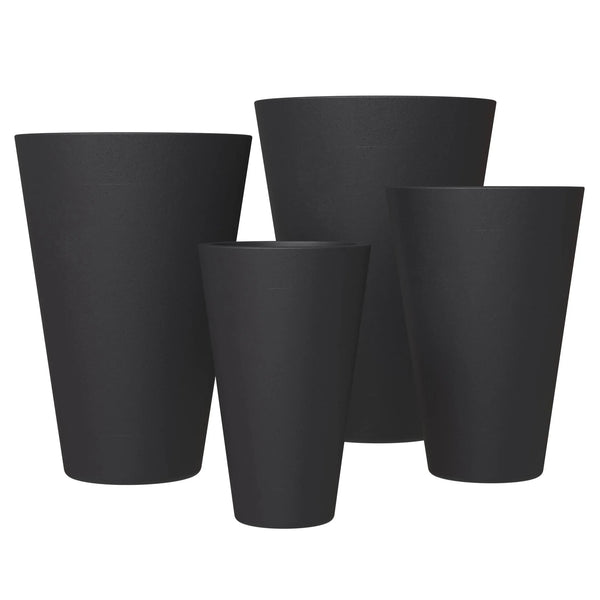 Pebble 4-Piece Modern Fiberstone and MGO Clay Tapered Round Planter Set for Indoor and Outdoor - Elax Furniture