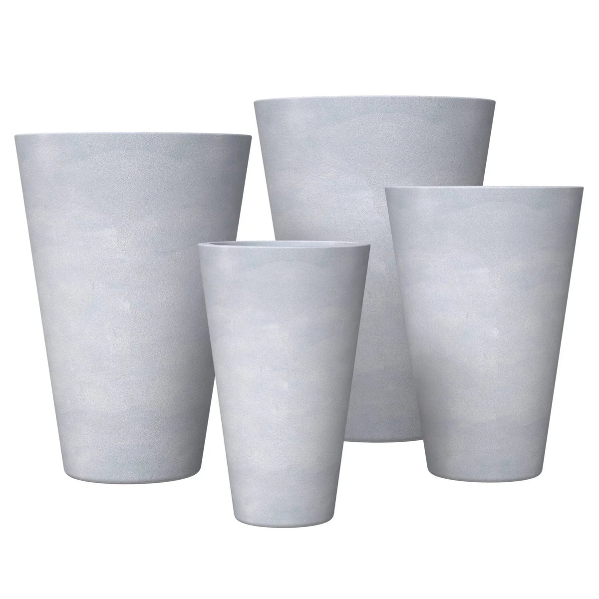 Pebble 4-Piece Modern Fiberstone and MGO Clay Tapered Round Planter Set for Indoor and Outdoor - Elax Furniture