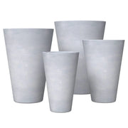 Pebble 4-Piece Modern Fiberstone and MGO Clay Tapered Round Planter Set for Indoor and Outdoor - Elax Furniture