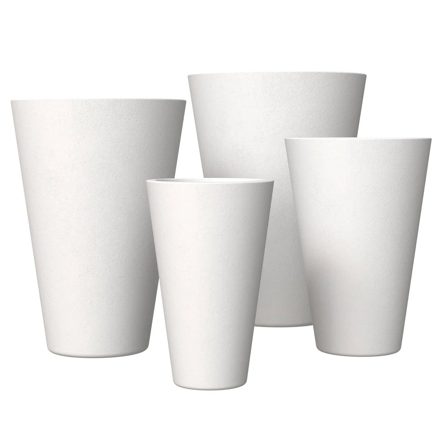 Pebble 4-Piece Modern Fiberstone and MGO Clay Tapered Round Planter Set for Indoor and Outdoor - Elax Furniture