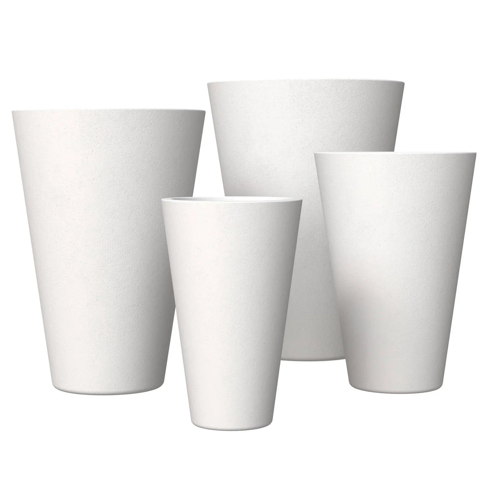 Pebble 4-Piece Modern Fiberstone and MGO Clay Tapered Round Planter Set for Indoor and Outdoor - Elax Furniture