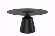 Prynn Modern Round Dining Table with a Sintered Stone/Glass Top in Stainless Steel - Elax Furniture