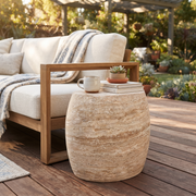 Petra End/Side Table in Fiberstone Barrel Shape Design