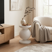 Pillar End/Side Table in Fiberstone Hourglass Design for Indoor and Outdoor