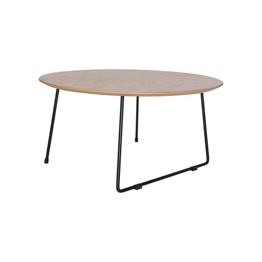 Pemborke Round Coffee Table with Oak Wood Tabletop in Iron - Elax Furniture
