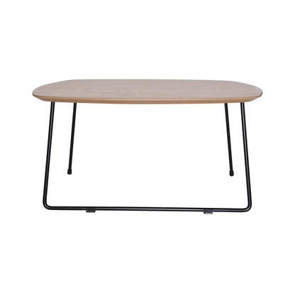 Pemborke Square Coffee Table with Oak Wood Table Top and Iron Frame - Elax Furniture