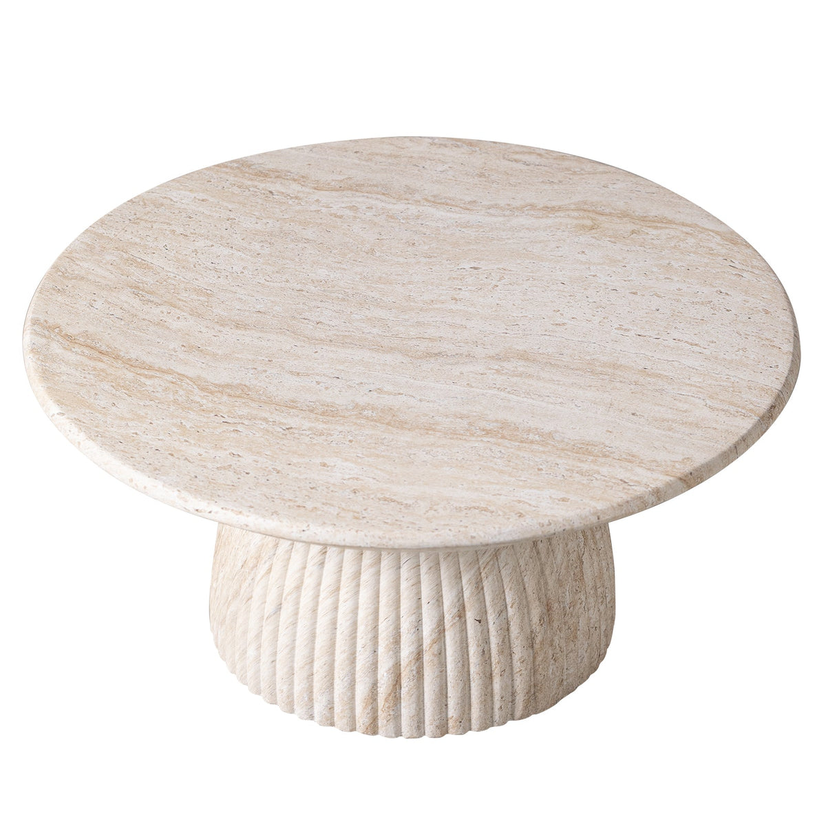Quarry Round Coffee Table in Fiberstone With Pedestal Base
