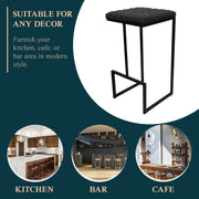 Quincy Quilted Stitched Leather Bar Stools With Metal Frame - Elax Furniture