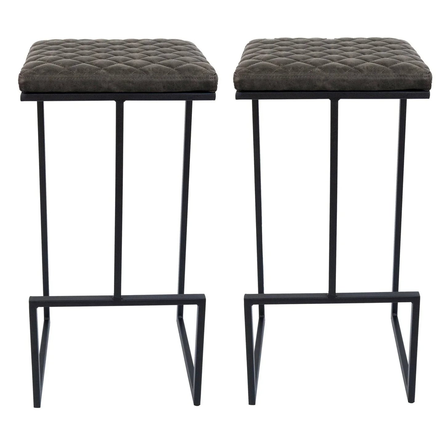Quincy Leather Bar Stools With Metal Frame - Elax Furniture