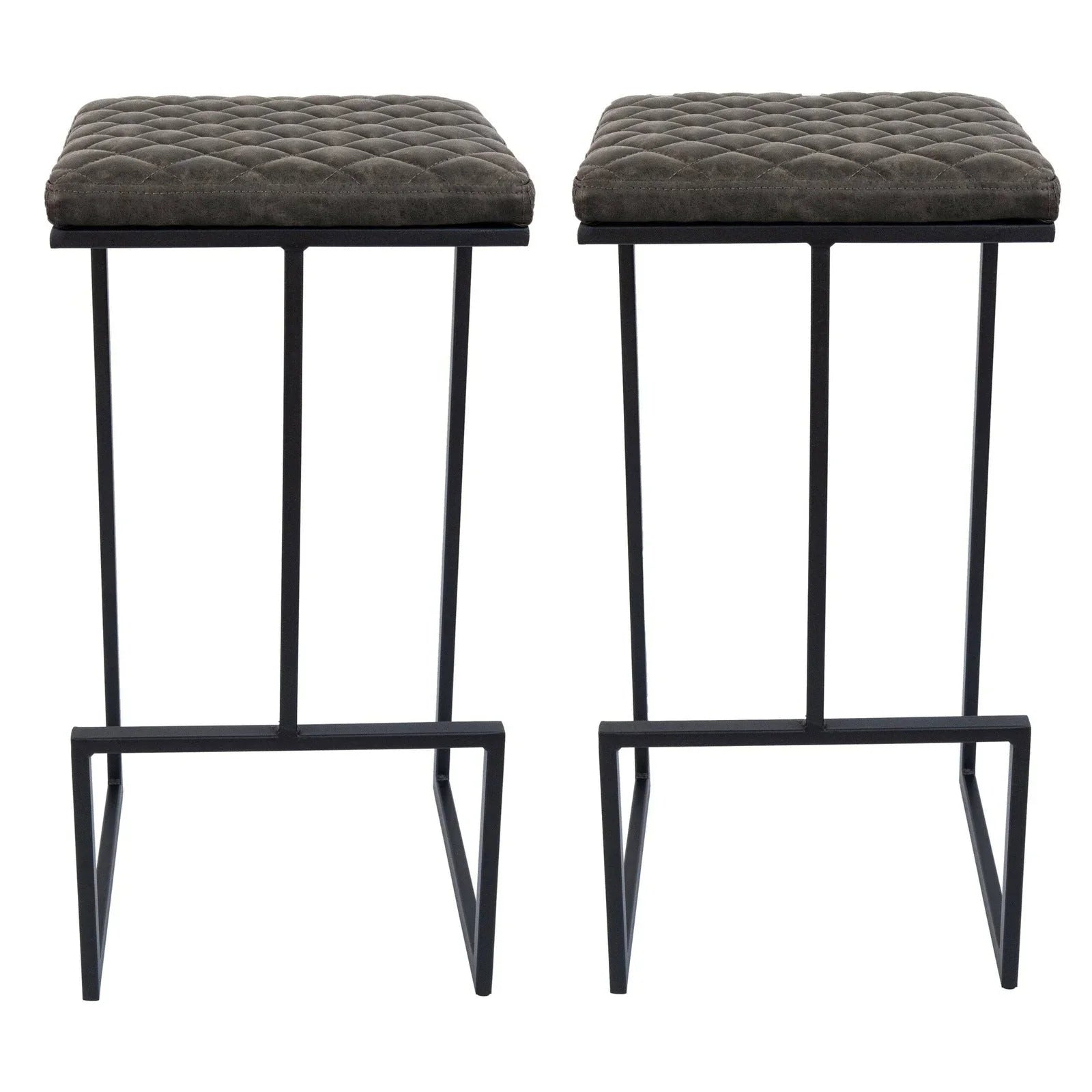 Quincy Leather Bar Stools With Metal Frame - Elax Furniture