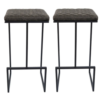 Quincy Leather Bar Stools With Metal Frame - Elax Furniture
