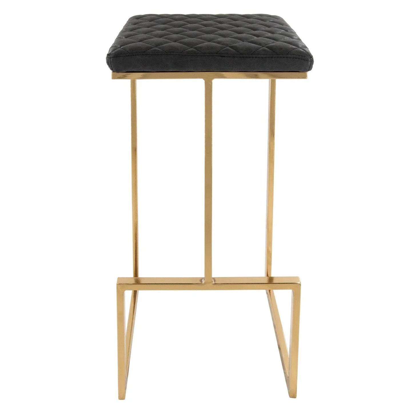 Quincy Quilted Stitched Leather Bar Stools With Gold Metal Frame - Elax Furniture