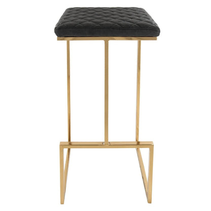 Quincy Quilted Stitched Leather Bar Stools With Gold Metal Frame - Elax Furniture