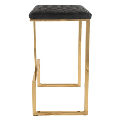 Quincy Quilted Stitched Leather Bar Stools With Gold Metal Frame - Elax Furniture
