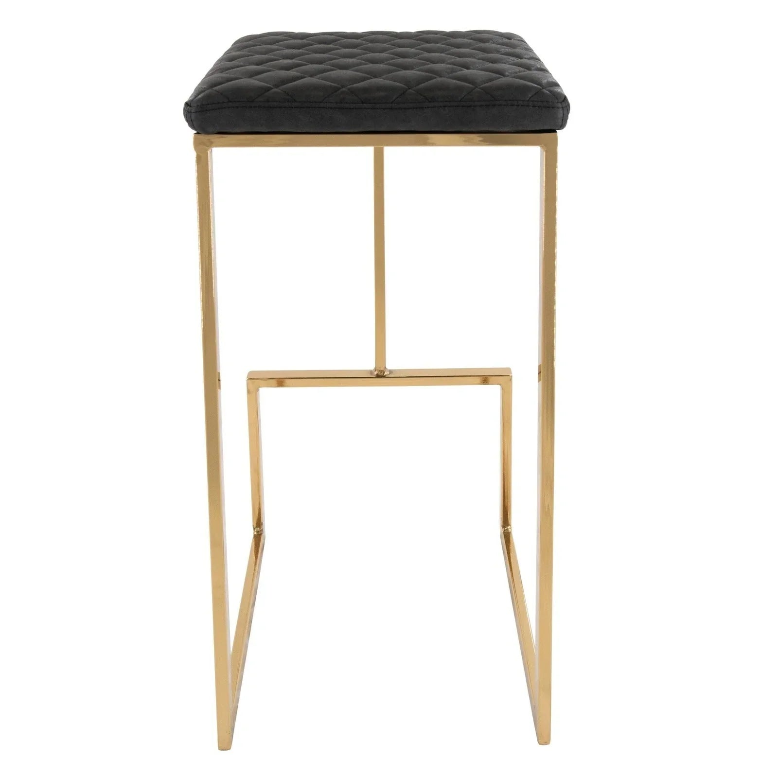 Quincy Quilted Stitched Leather Bar Stools With Gold Metal Frame - Elax Furniture