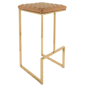 Quincy Quilted Stitched Leather Bar Stools With Gold Metal Frame - Elax Furniture