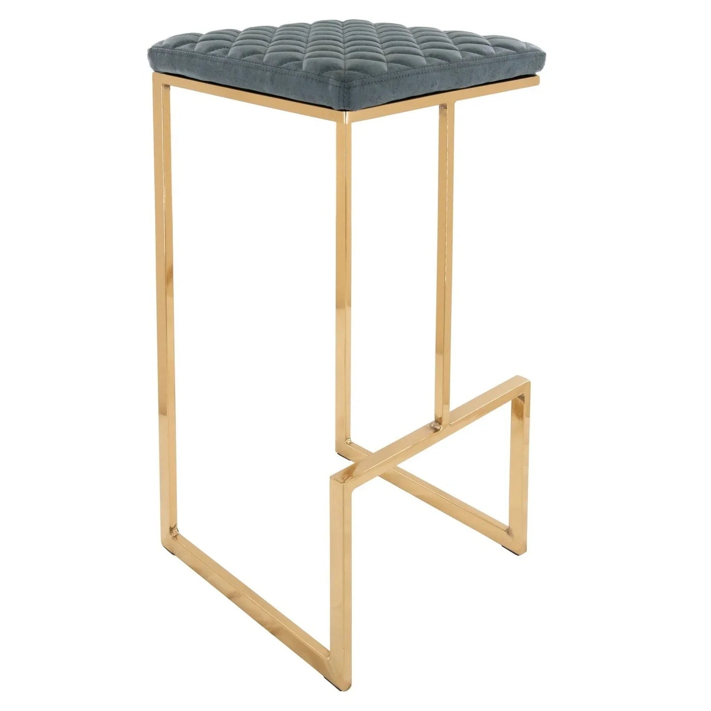Quincy Quilted Stitched Leather Bar Stools With Gold Metal Frame - Elax Furniture