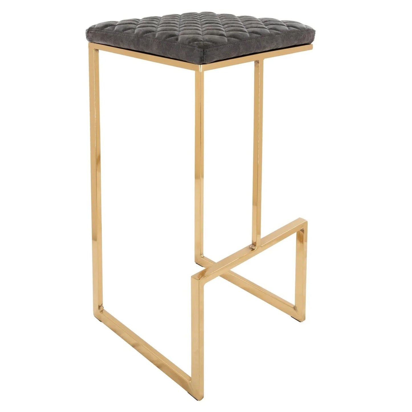 Quincy Quilted Stitched Leather Bar Stools With Gold Metal Frame - Elax Furniture