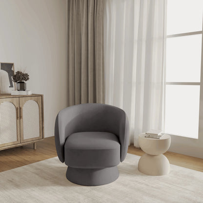 Raze Accent Chair Upholstered in Boucle/Linen/Velvet Armchair with Removable Round Base - Elax Furniture