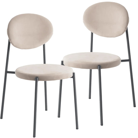 Euston Modern Velvet Dining Side Chair with Powder Coated Grey Steel Frame, Set of 2 - Elax Furniture
