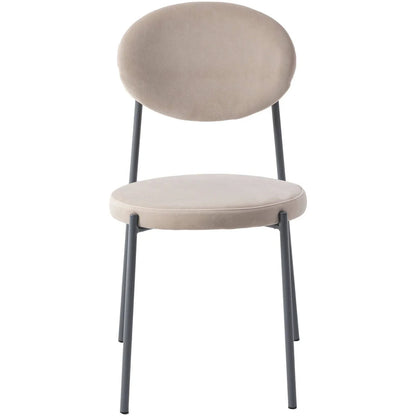 Euston Modern Velvet Dining Side Chair with Powder Coated Grey Steel Frame, Set of 2 - Elax Furniture