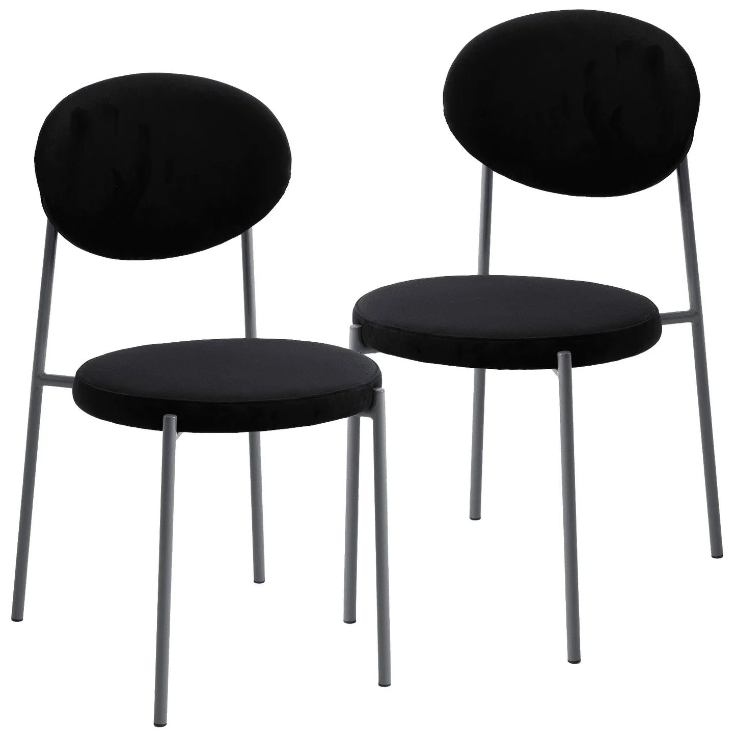 Euston Modern Velvet Dining Side Chair with Powder Coated Grey Steel Frame, Set of 2 - Elax Furniture
