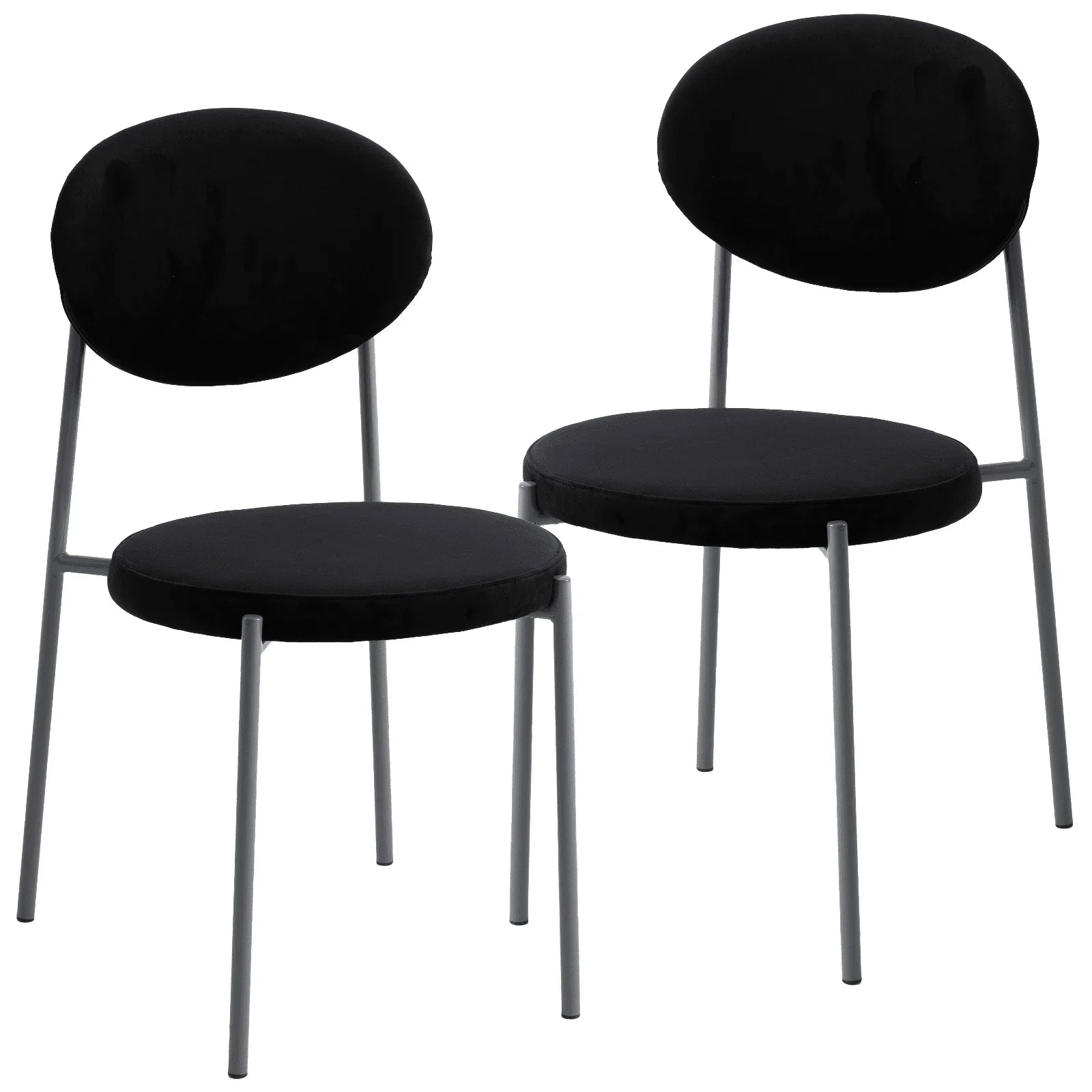 Euston Modern Velvet Dining Side Chair with Powder Coated Grey Steel Frame, Set of 2 - Elax Furniture