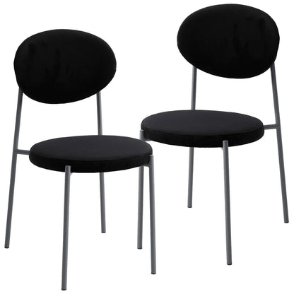 Euston Modern Velvet Dining Side Chair with Powder Coated Grey Steel Frame, Set of 2 - Elax Furniture