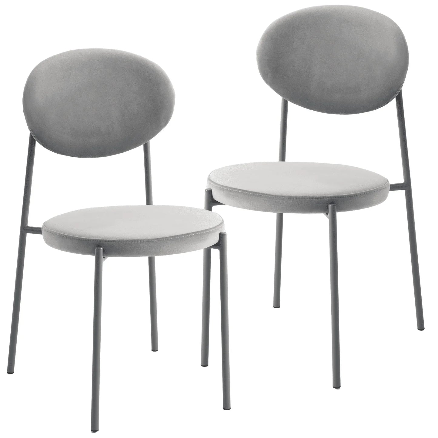 Euston Modern Velvet Dining Side Chair with Powder Coated Grey Steel Frame, Set of 2 - Elax Furniture