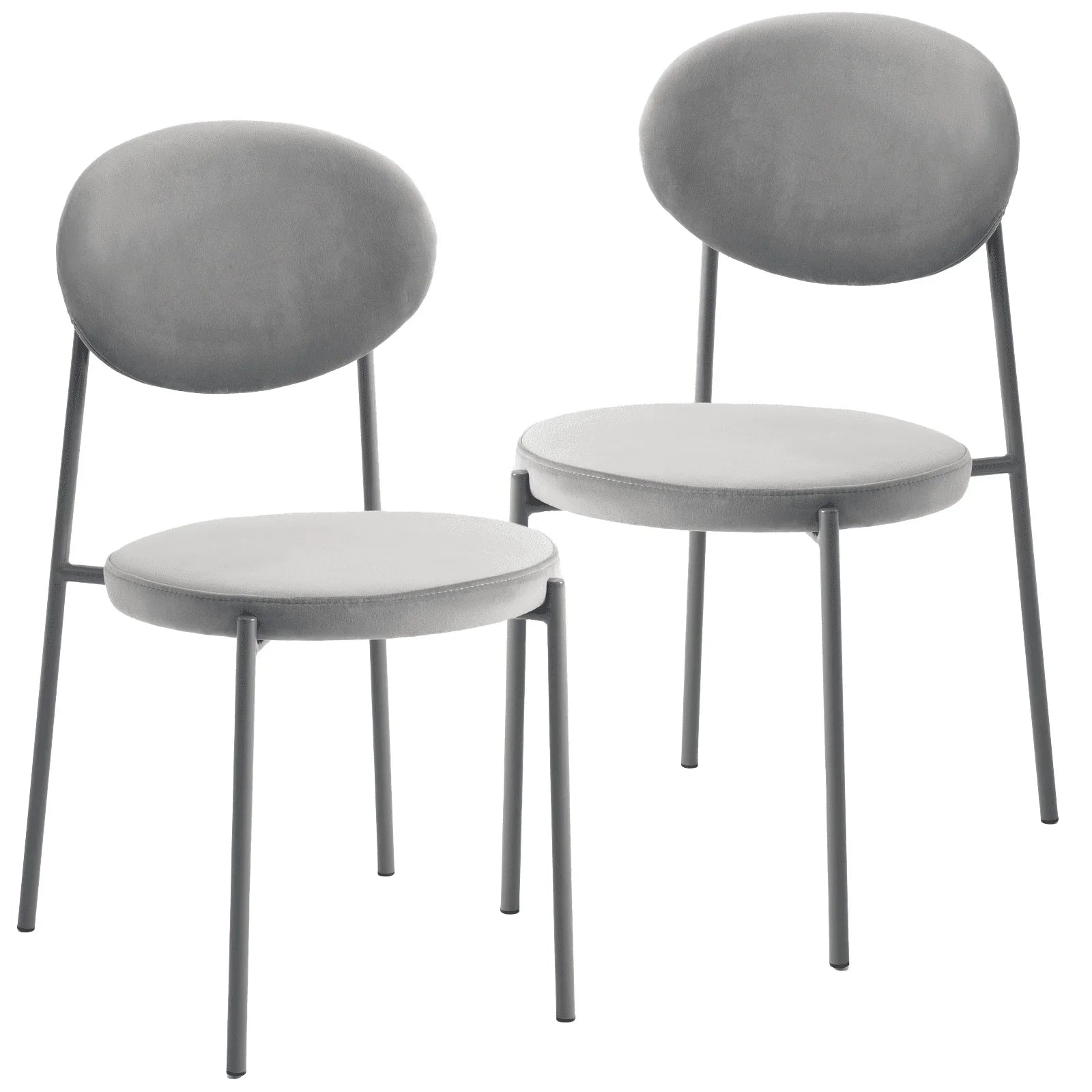 Euston Modern Velvet Dining Side Chair with Powder Coated Grey Steel Frame, Set of 2 - Elax Furniture