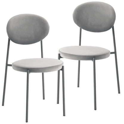 Euston Modern Velvet Dining Side Chair with Powder Coated Grey Steel Frame, Set of 2 - Elax Furniture