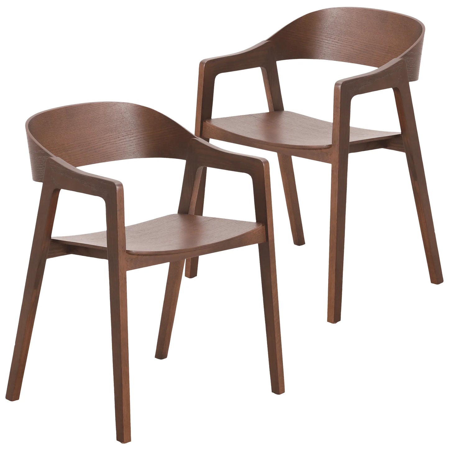 Rivo Dining Chairs in Sturdy Oak Wood with Open Back Design and Armrests Set of 2 - Elax Furniture
