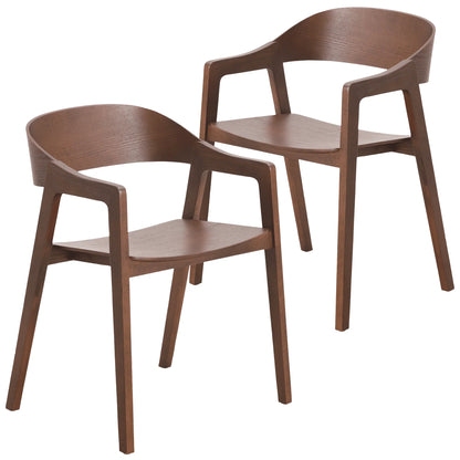 Rivo Dining Chairs in Sturdy Oak Wood with Open Back Design and Armrests Set of 2 - Elax Furniture