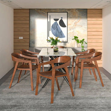 Rivo Dining Chairs in Sturdy Oak Wood with Open Back Design and Armrests Set of 2 - Elax Furniture