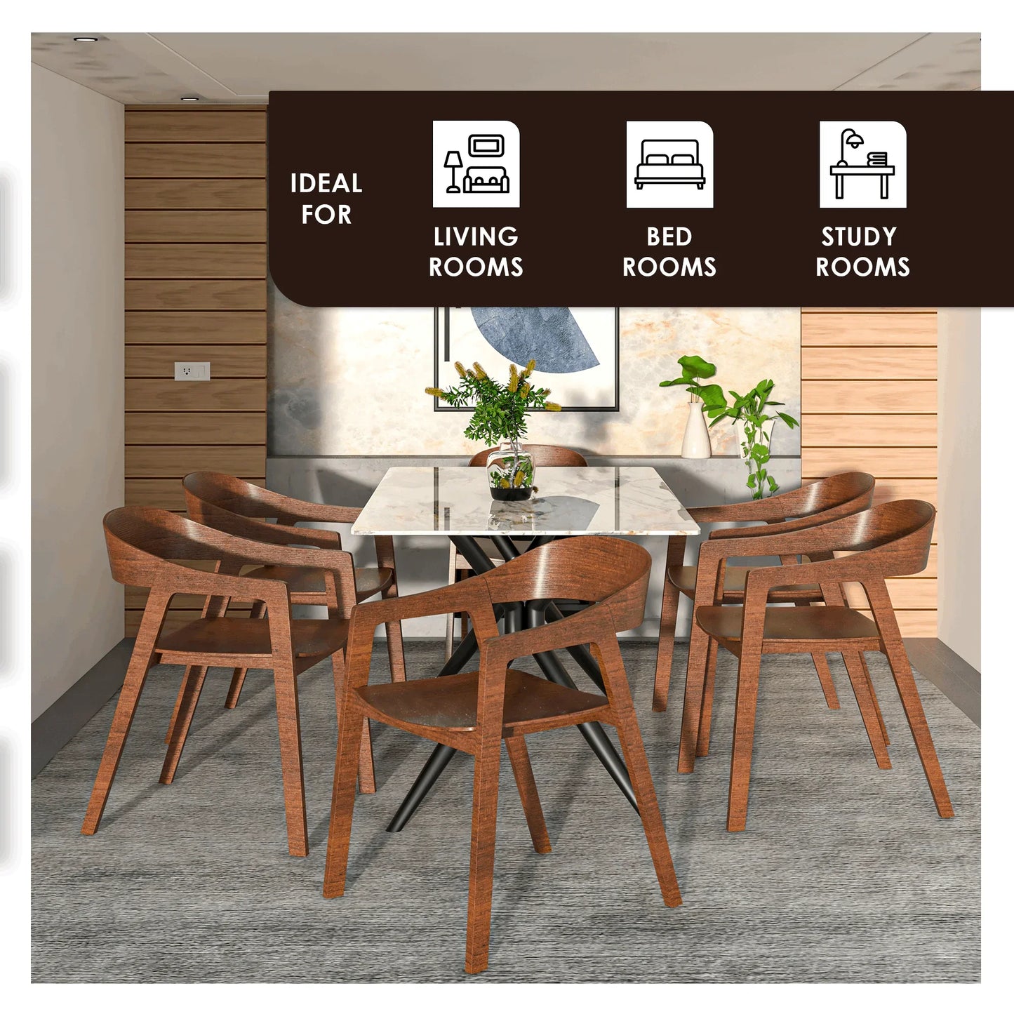 Rivo Dining Chairs in Sturdy Oak Wood with Open Back Design and Armrests Set of 2 - Elax Furniture
