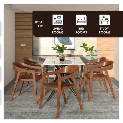 Rivo Dining Chairs in Sturdy Oak Wood with Open Back Design and Armrests Set of 2 - Elax Furniture